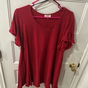 Red linen blend dress